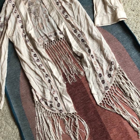 Odd Molly Anthropologie Ticket To Ride Fringe Kimono Duster Jacket - Picture 12 of 13